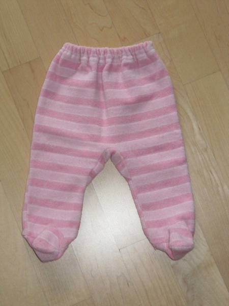 Strampelhose Hose mit Füßchen Frottee rosa