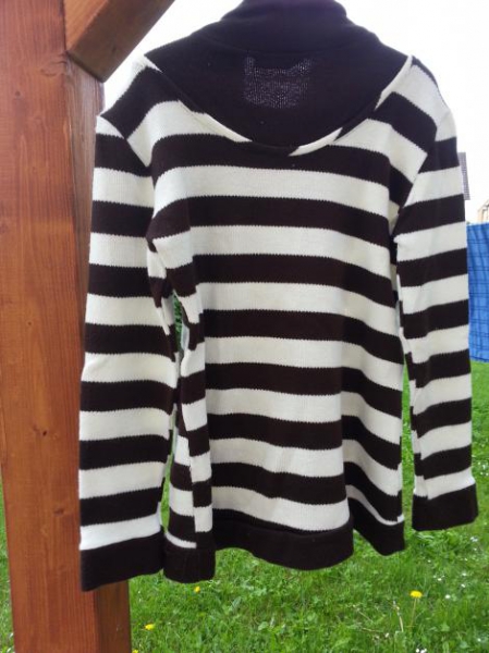 Pullover Pulli braun weiß gestreift Basic