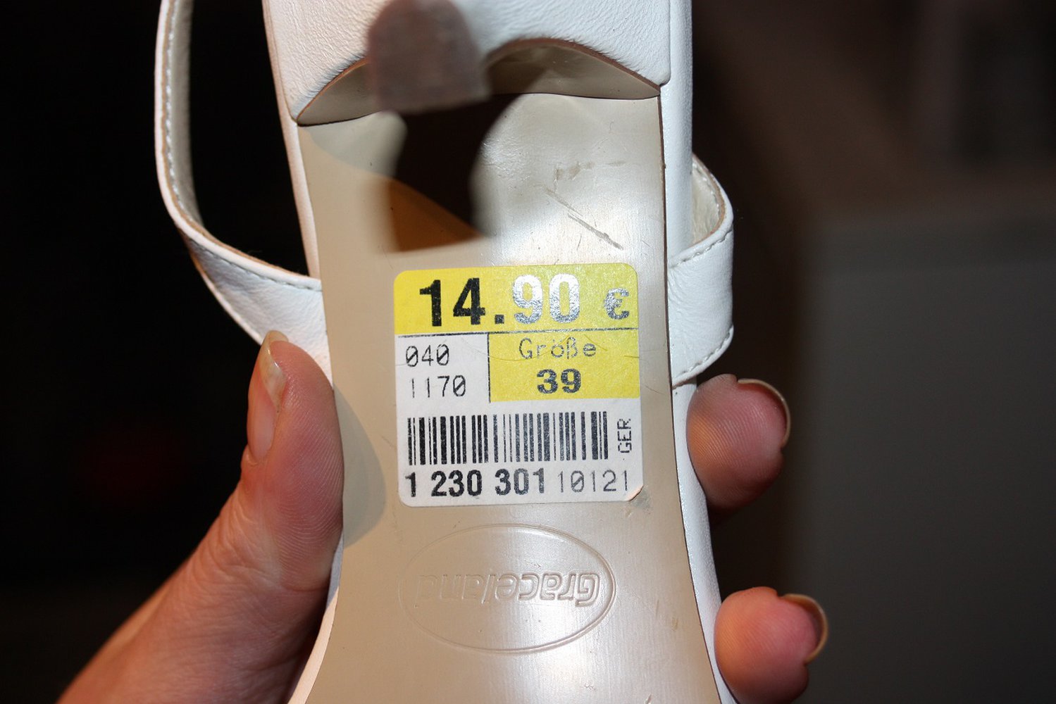 Weiße Sandaletten, Graceland, mit Steinchen, Gr. 39