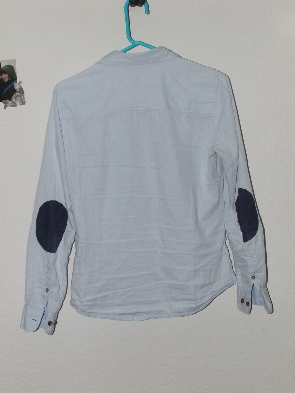 Bluse H&M Hemd Ellbogen Patches Trend Hipster Shirt Retro Blouse Cord Business blue 