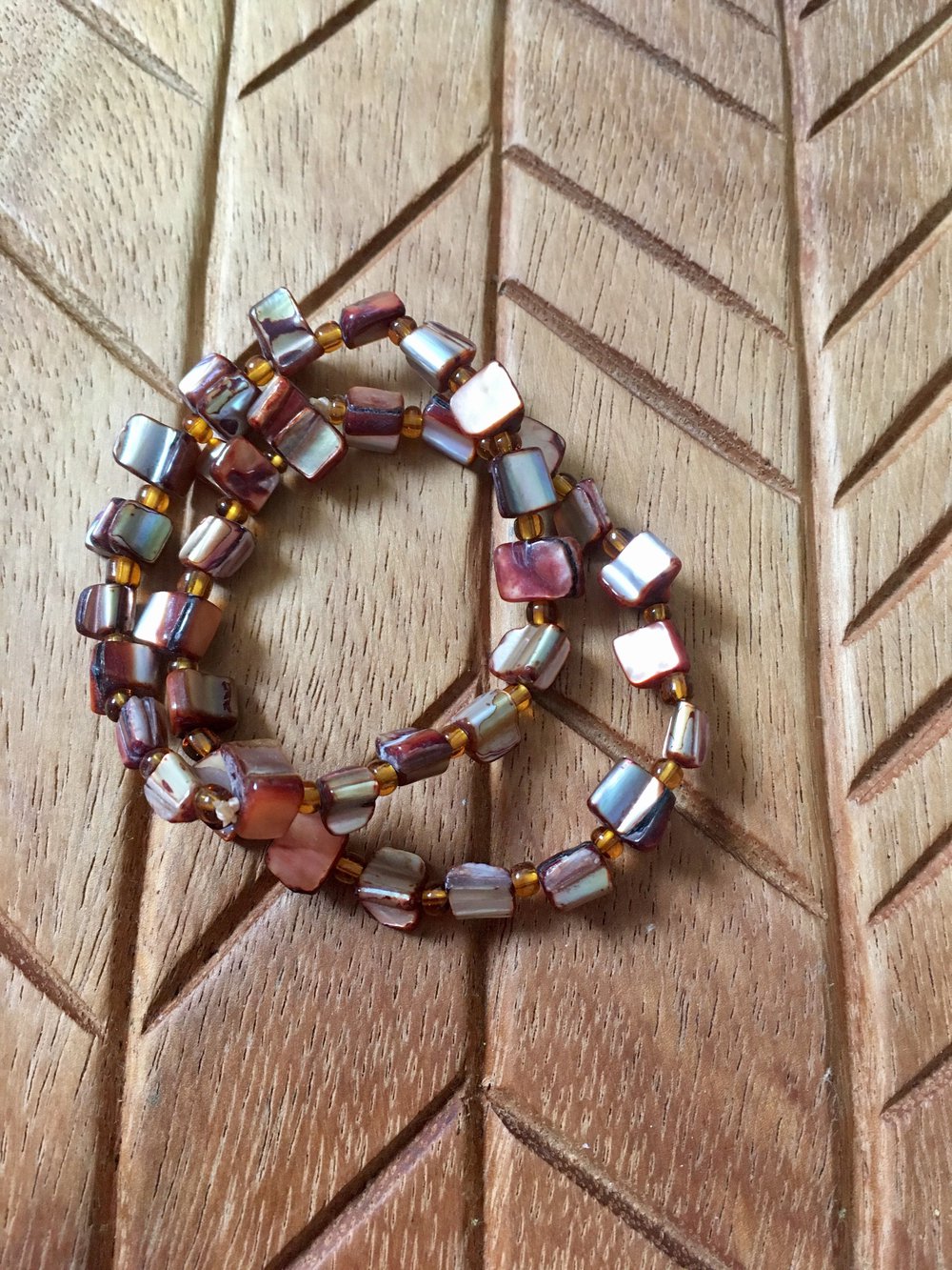 Armband Armkette Perlmutt braun elastisch