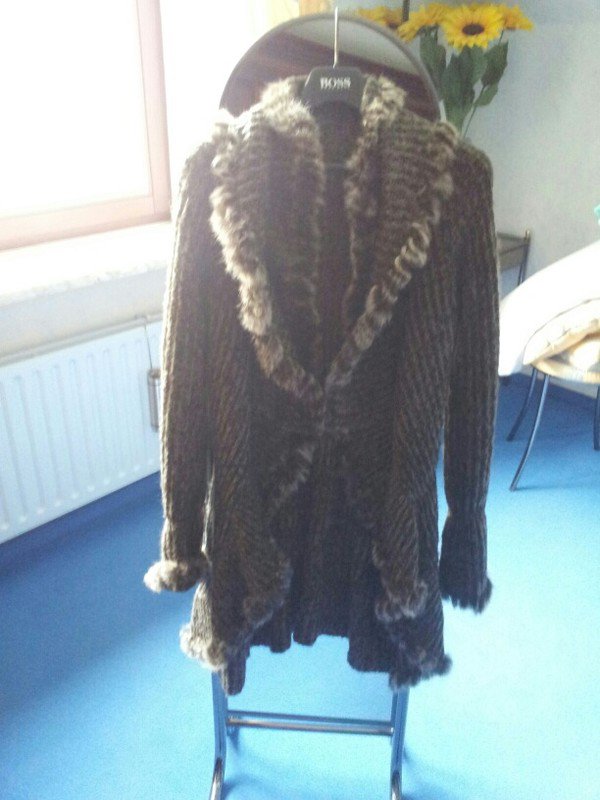 Tolle Strickjacke Strickmantel mit Fell 