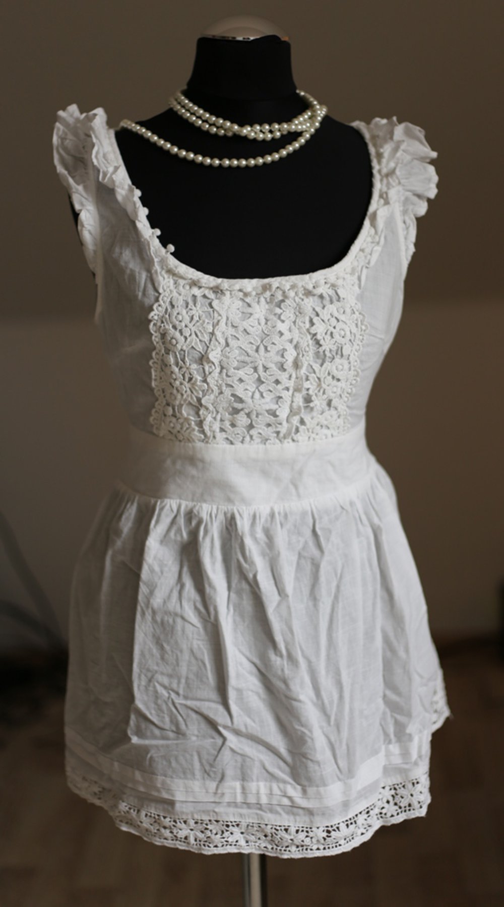 Weiße Bluse Häkel Details Baumwolle 34 36