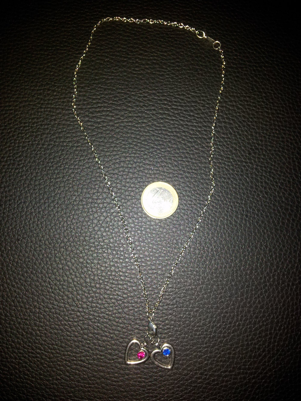 Modeschmuck Kette Doppelherze Herze Strass NEU