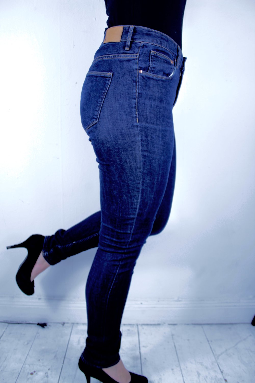 Jeans HM h&m blau demin highwaist slim leg 31 32 basic Alltag lang blau