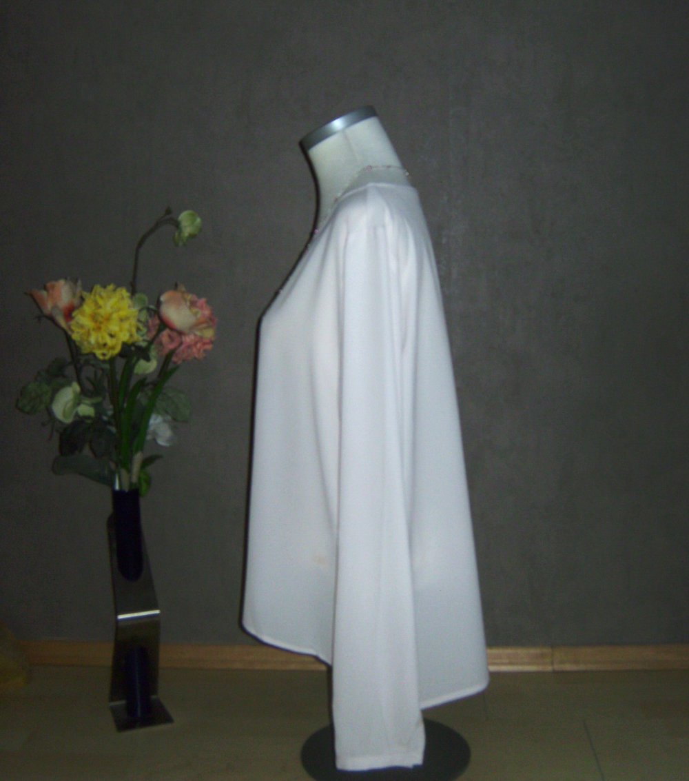 Tunika, Bluse Chiffon, Langarm Oberteil XL, Basic Kombinierbar nudefarben Lachs