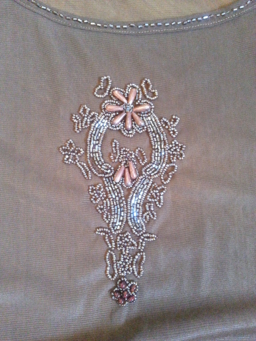 Chiffonbluse, Bluse, geschmückt mit Glassperlen