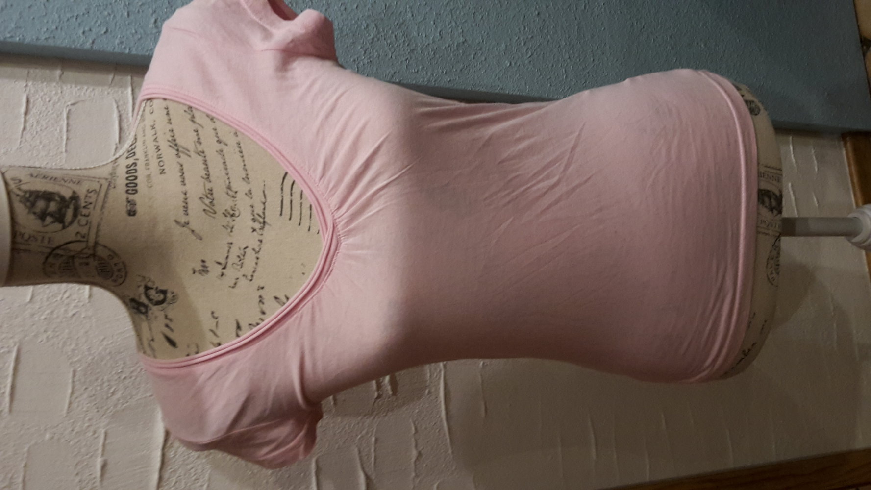 Rosa T-Shirt Gr. Xs geraffter Ausschnitt, chic, sommer einfach