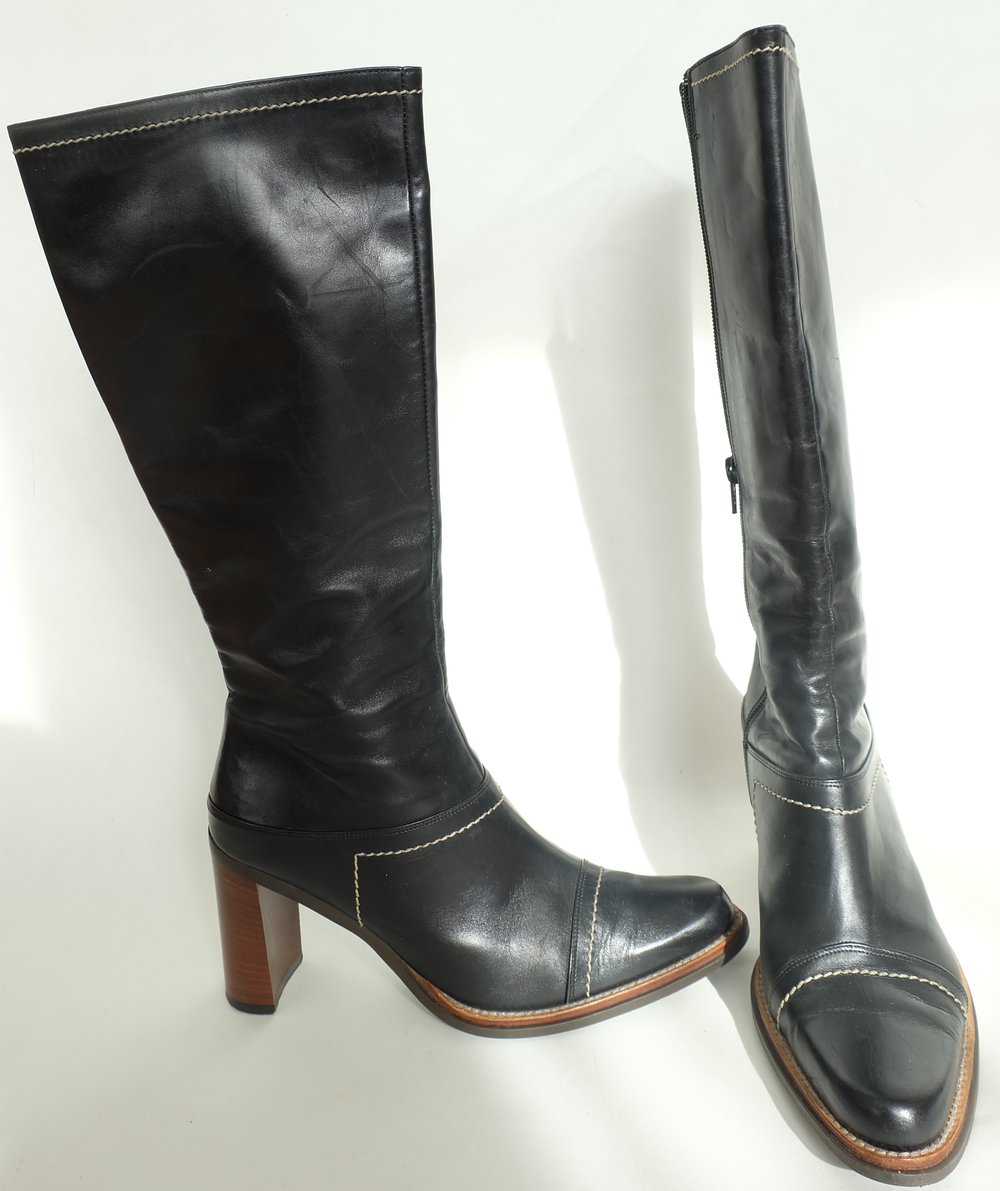 Leder High Heels Stiefel, Boots, Made In Italy Gr 37 Schwarz NKP um 299 €