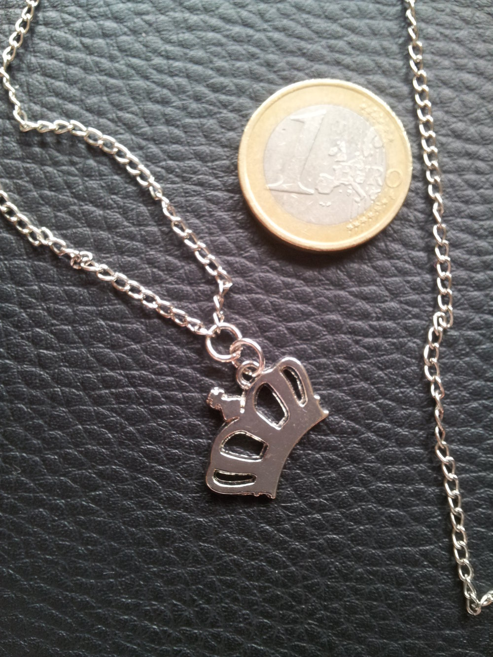 Modeschmuck lange Kette Krone silber NEU