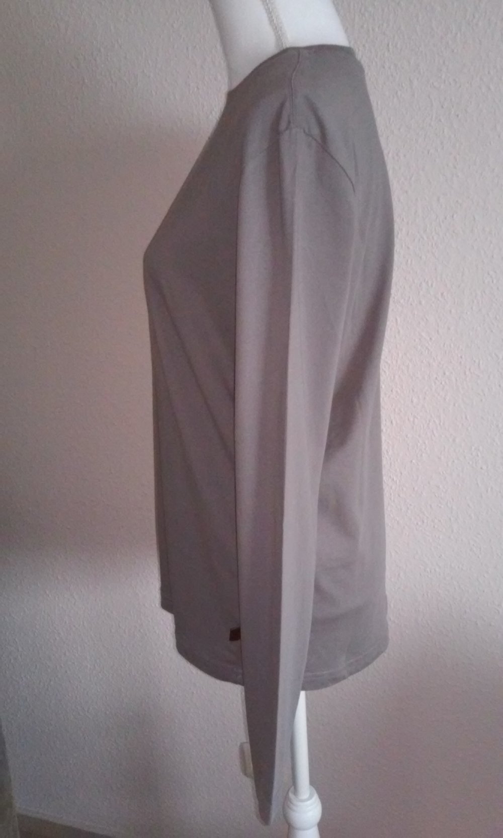 Sweatshirt Langarm Shirt Rundhals Pulli Freizeit/Sport/Unterzieher Basic-Oberteil (in Taupe) stretchig