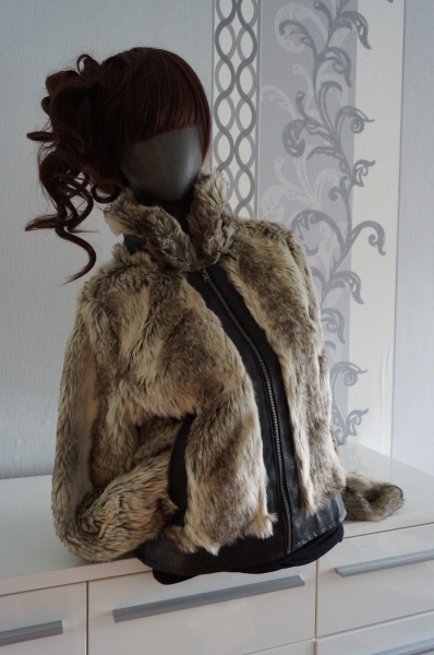 Kunstfell und Leder Jacke für Herbst Winter 10 38 M