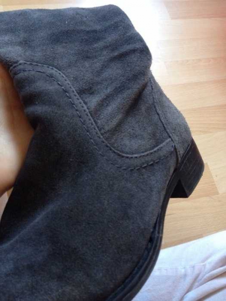 Overknees, echtes graues Wildleder