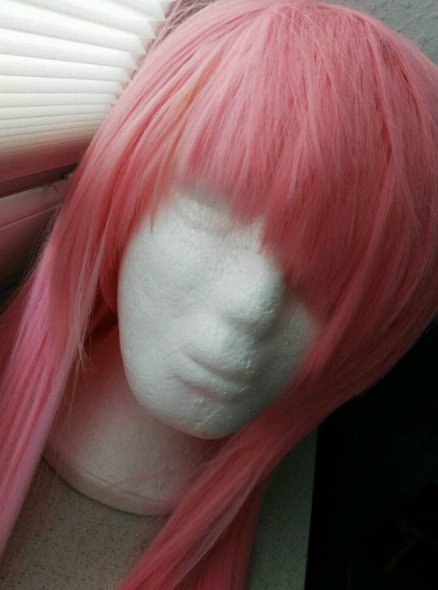 Glatte Perücke Rosa Pink mit schiefem Pony Anime Manga Cosplay Scene Emo