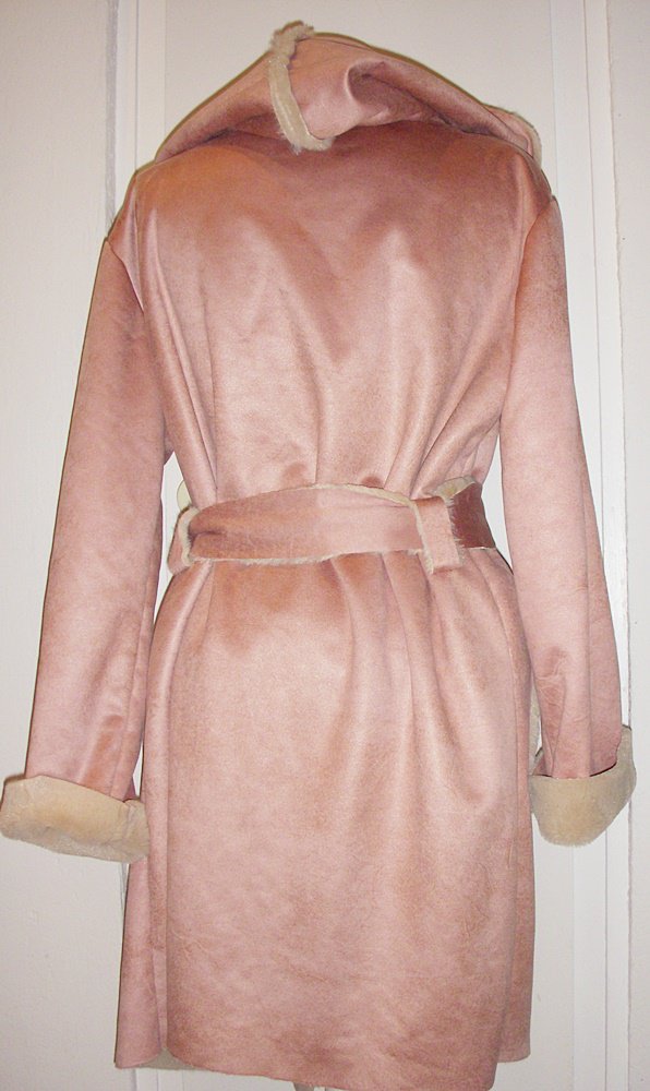 Fake Fur Mantel 36 38 40 altrosa rosa Kapuze lang