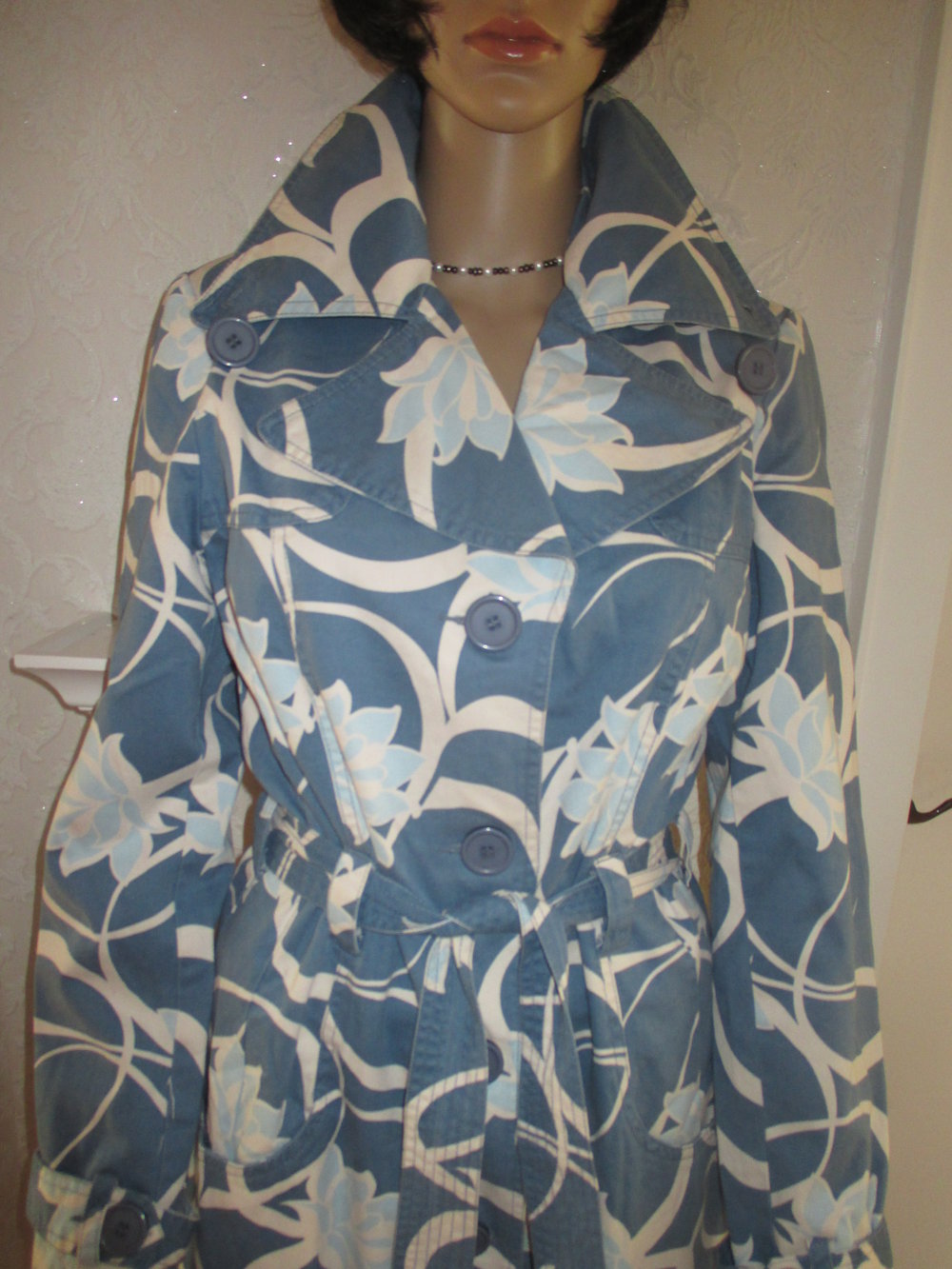 NEU Retro Blüten Blumen Flower- Power Trench Coat Mantel 