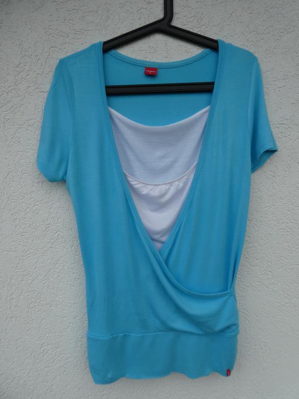 Mangoon – Shirt, hellblau mit weißem Innentop – Gebraucht, fast wie neu