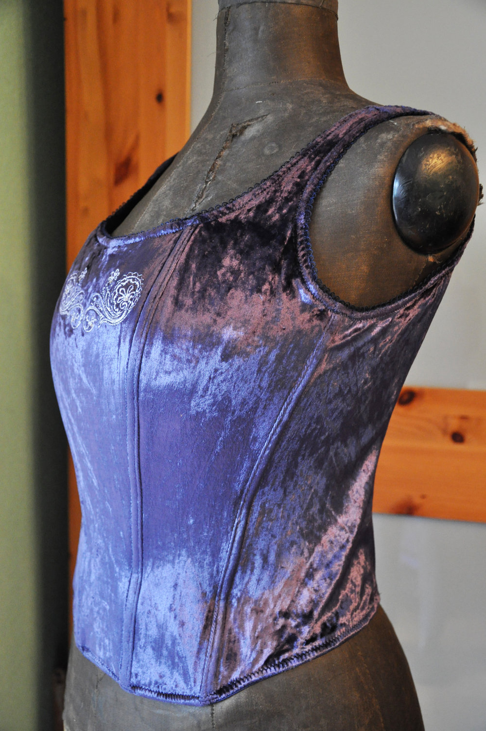 Samtcorsage, blau glänzend