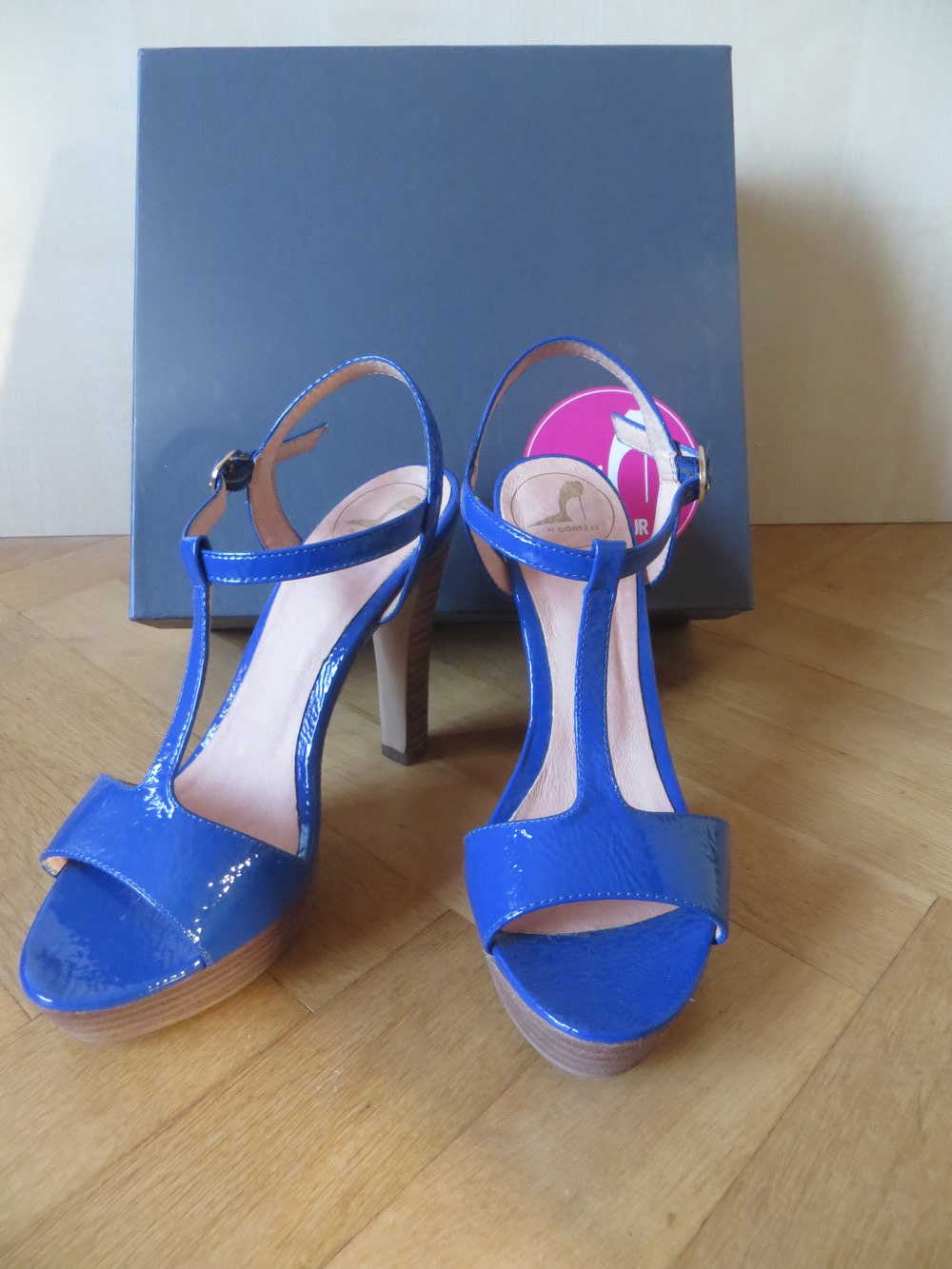 görtz 17 high heels, riemchen sandaletten, plateau pumps, blau, marineblau