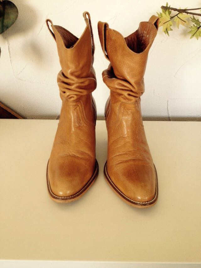 Cognac Leder Design Westernstiefel Boots Schuhe 