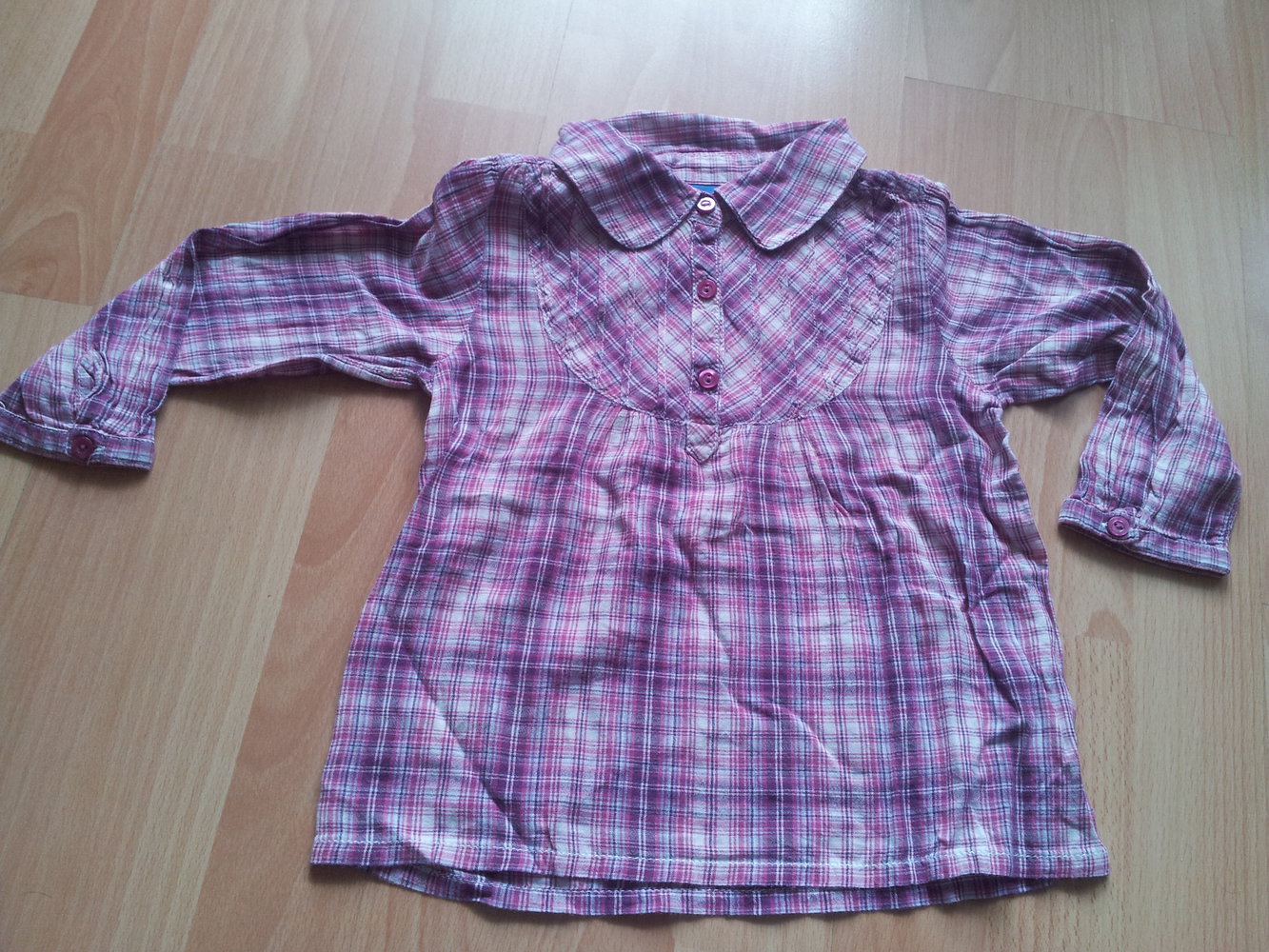Bluse Hemd lila rosa pink weiß kariert Gr. 86 