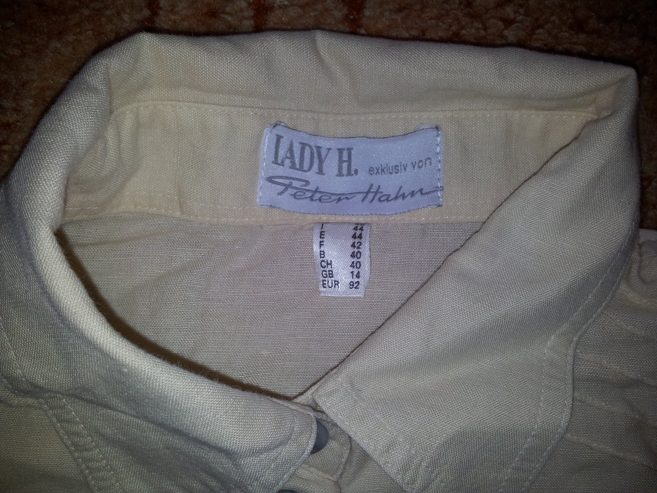  Bluse Peter Hahn creme-beige Größe 40 Blume