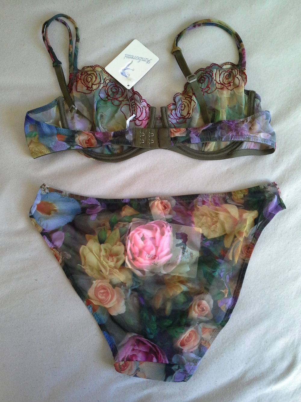 Amboretti, blumenmuster, durchsichtiig, slip 42 BH 80B