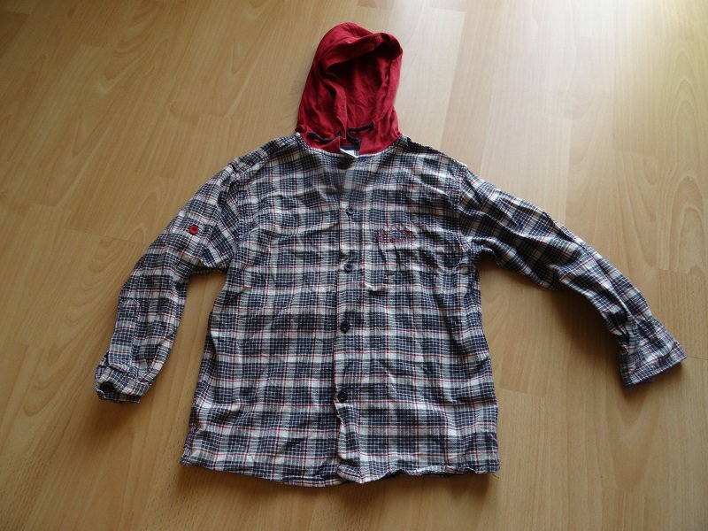 Kapuzenhemd von Palomino Gr. 122 - Hemd kariert mit roter Kapuze