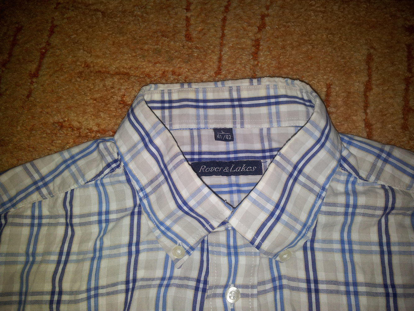  Hemd Rover & Lakes weiß kariert Gr. L 41/42 lange Ärmel 