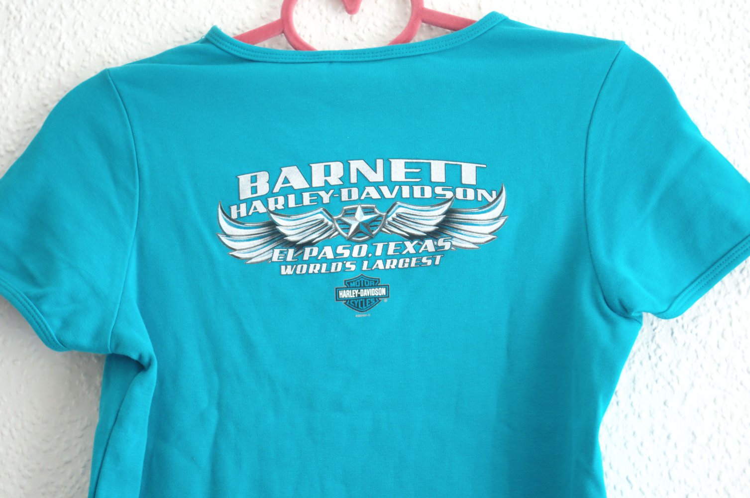 Harley Davidson Logo T-Shirt türkis blau weiß Gr. M Print El Paso Texas Festival Strand