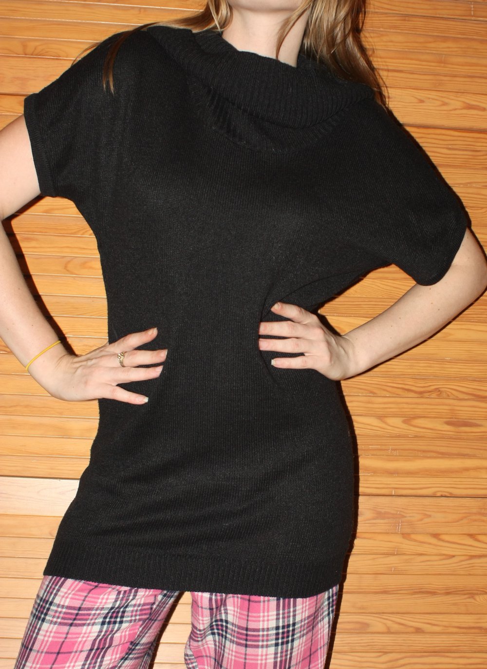 Schwarzes Fledermaus T-Shirt mit Rollkragen, Gr. 36