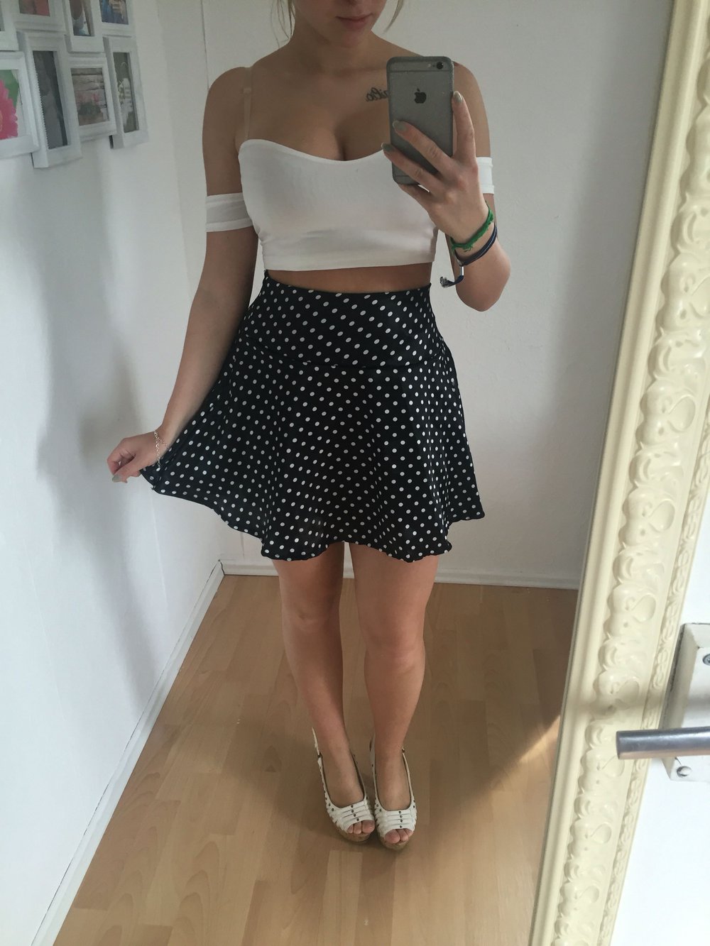 Zweiteiler Crop top High Waist Rock bauchfrei 