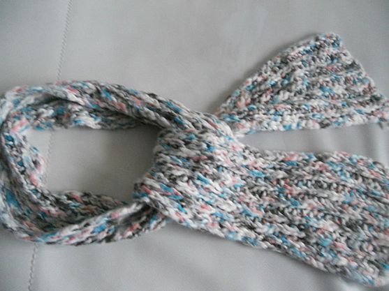 Mädchen Strickschal Strick Winterschal Schal Wollweiß-Rosa-Petrol-Braun