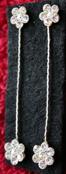 Ohrstecker mit Strassblumen 925 Silber Lang