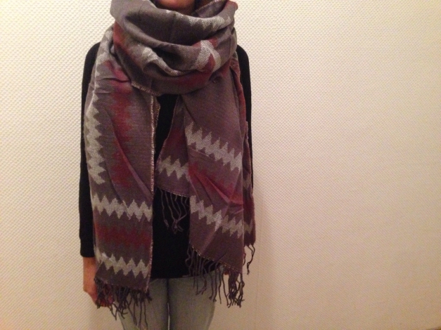 XXL Schal dunkelrot/dunkelgrau gemustert NEU