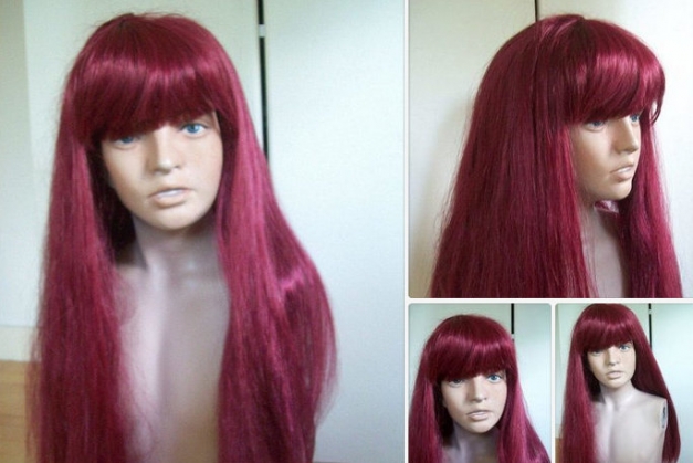 Perücke burgunder rot  Langhaar cosplay haarschmuck kopfschmuck headpiece
