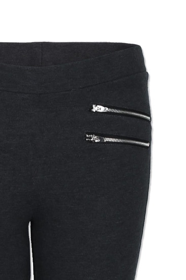 Graue Leggins mit Reißverschluss 