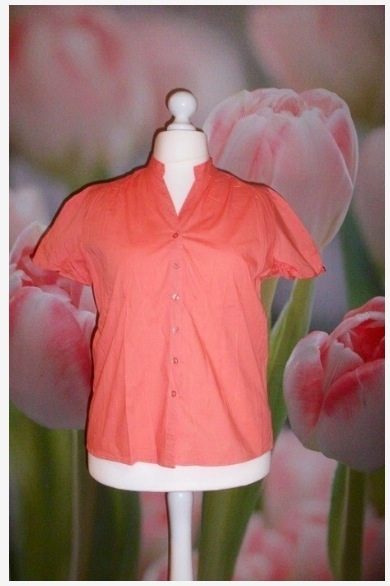 Kurzarm Bluse koralle/rot/rosa Gr. XXL (~ 44/46) ungetragen!