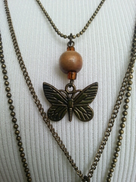 Lange Esprit Modeschmuck Kette Schmetterling Hippie-Style