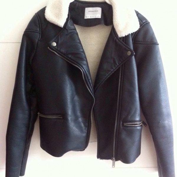 Lederjacke Bikerjacke Übergangsjacke schwarz Innenfutter cool