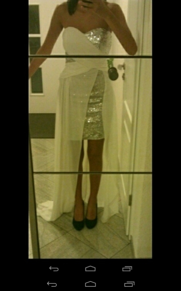 weiß silbernes kleid 