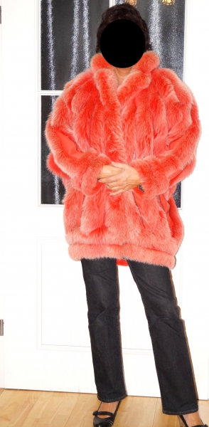 Echt Fuchsfell , Echt Leder Mantel (eingefärbt)