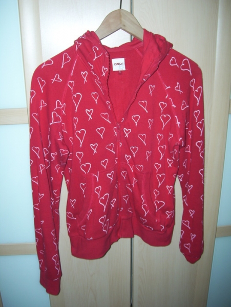 süße herzchenjacke gr.m sweatjacke kaputzenjacke hoodie hoody von only