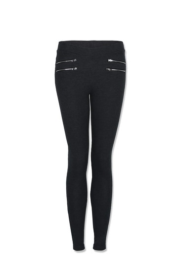 Graue Leggins mit Reißverschluss 