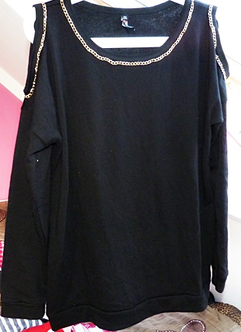 Schwarzer Pullover Oversize Gold