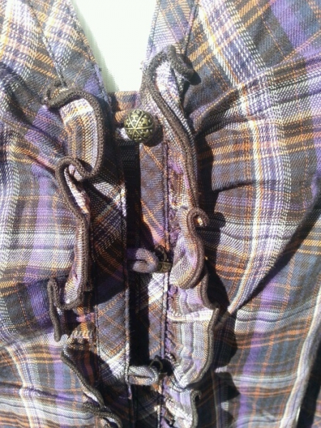 s.Oliver Bluse 3/4 Ärmel mit Rüschen lila/orange/weiß kariert Hippie-Style