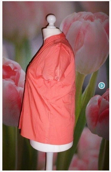 Kurzarm Bluse koralle/rot/rosa Gr. XXL (~ 44/46) ungetragen!