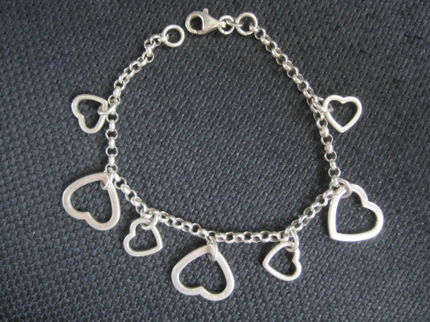 Armband mit  Herzen aus 925 Silber, Länge 16cm 