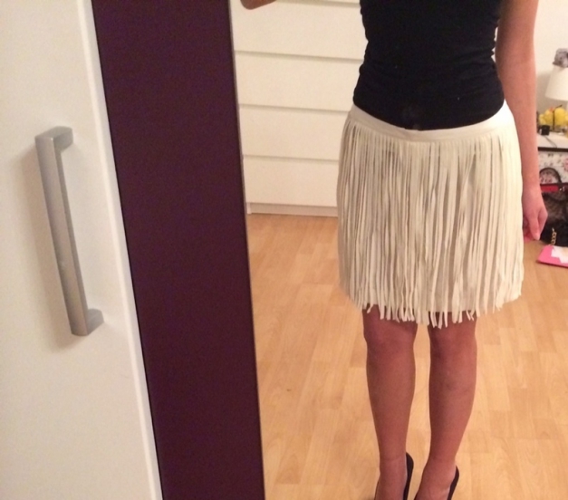  Fransen Rock Zara Creme Beige Nude S