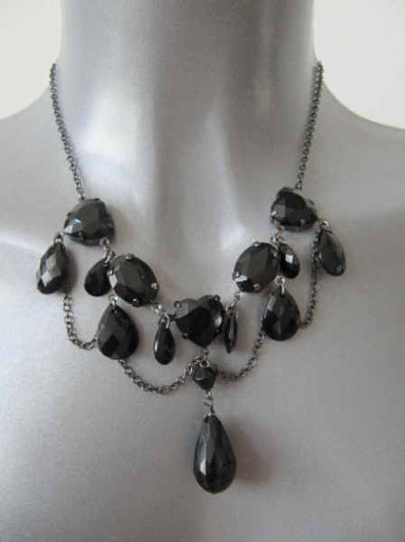 Statement Kette schwarz Perlen